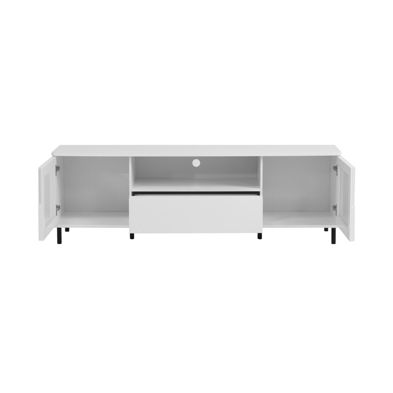 Console de télévision moderne à panneau ultrabrillant, meuble télé, centre de divertissement avec tablettes de rangement, meuble télé pour salon, chambre à coucher