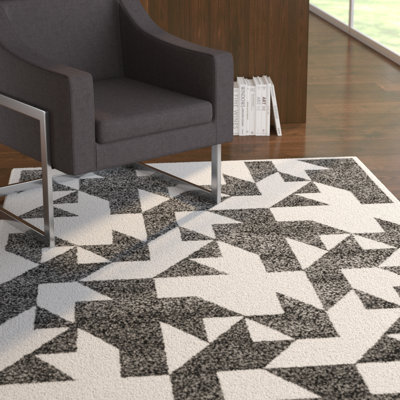 Tapis géométrique gris / ivoire Crosland