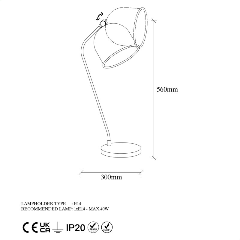 Lampe de table en métal Bono, Or
