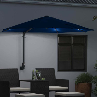 Garden Parasol with LED Strip Lights Manual Polyester and Steel Solar