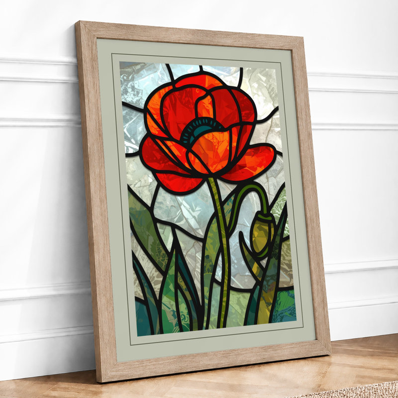 Stained Glass Bloom Botanical - Print, Oak, A4 - 29.7 x 21.0 cm