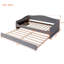 Twin Size Fleece Upholstered Daybed With Beige Cover And Movable Trundle Unit Pull-Out-255299007-255299004