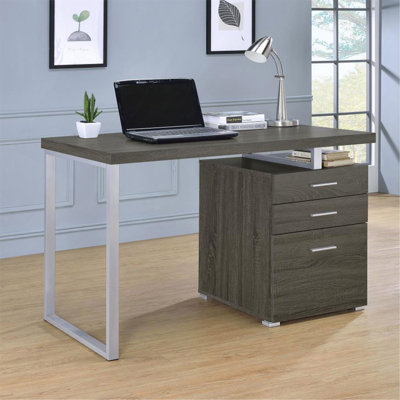 Bureau à 3 tiroirs au fini gris patiné