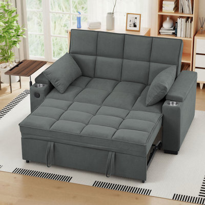 63'' Convertible Sleeper Sofa Bed with USB