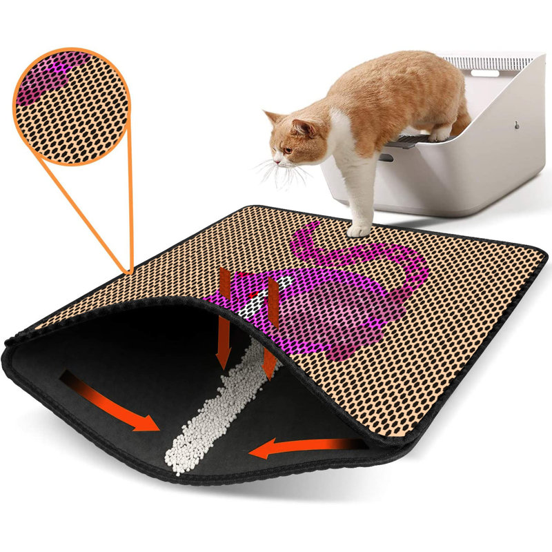 Tapis pour litière de qualité supérieure, 18 po x 24 po | 50% PVC / 50% polyester, lavable à la machine et passer l'aspirateur | Conception durable et facile à nettoyer pour les propriétaires d'animaux de compagnie | Protégez vos planchers des dégâts de la litière
