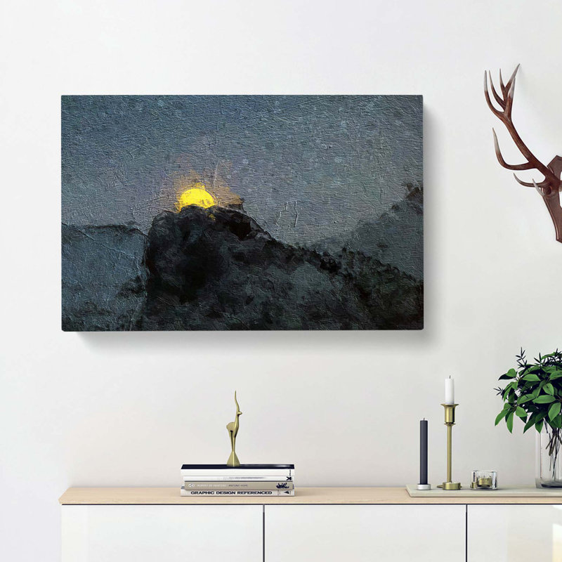 Moon Behind The Mountains In Canada - Wrapped Canvas, 50cm H x 76cm W x 3cm D