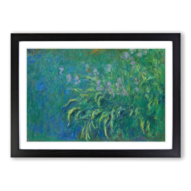 Irises by Claude Monet - Picture Frame Painting, 27cm H x 36cm W x 2cm D, Black