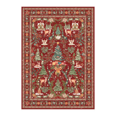 Yuletide Red Christmas Area Rug