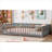 Platform Floor Bed Kids Bedroom Classic Gray Pine Wood Queen Size With Safety Guardrails-467282774-467282768