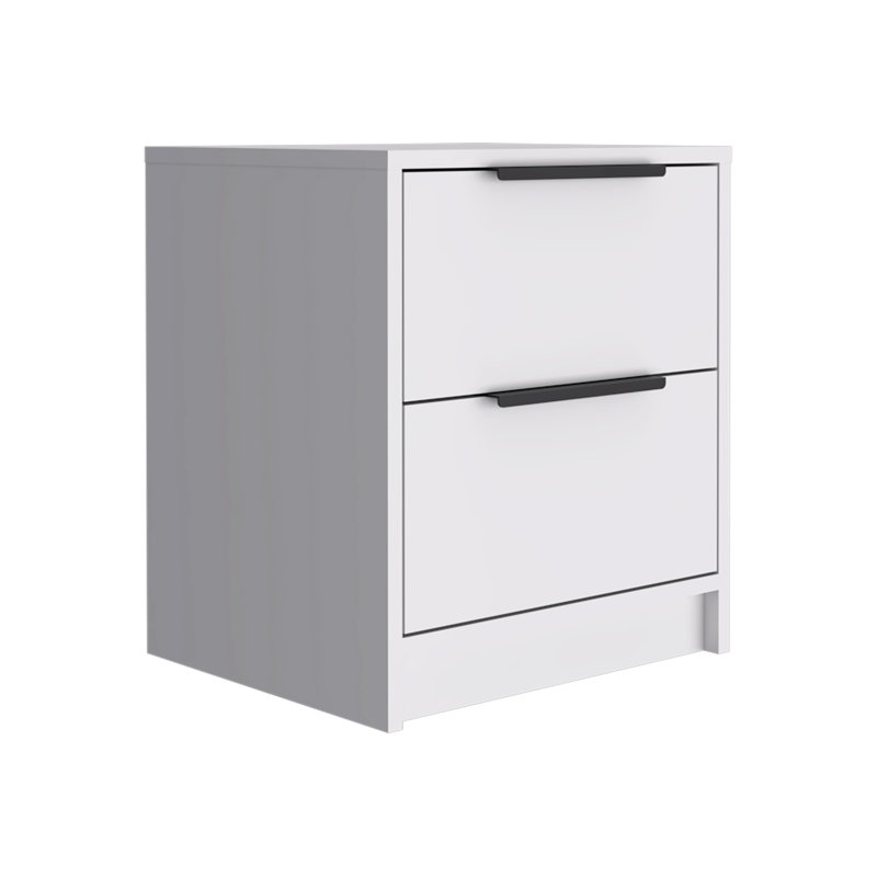 Eter Small Nightstand with 2 Spacious Drawers and Metal Handles, Modern Bedside Storage Cabinet