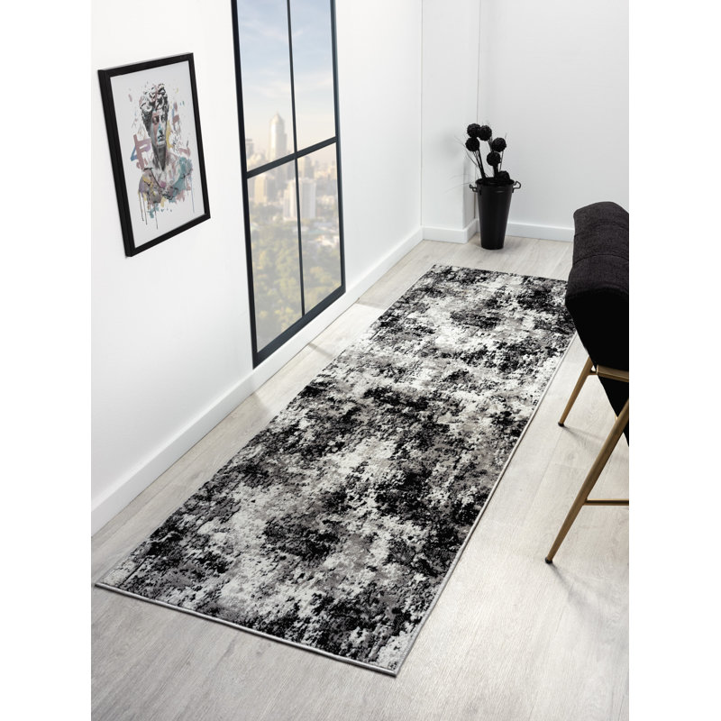 Tapis à motif abstrait, Tapis de couloir 2 pi 8 po x 7 pi 10 po