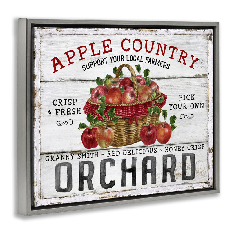 «Rustic Apple Orchard», art mural sur toile par Creatif Belle, H 17 po x l 21 po, Cadre flottant gris lustré