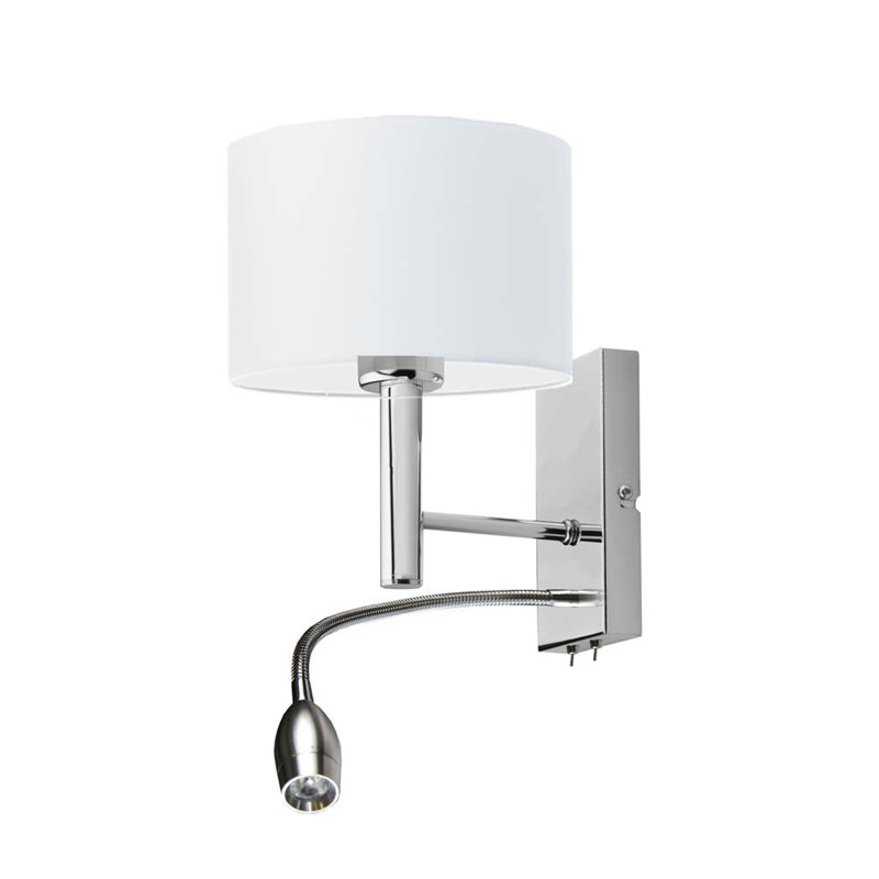 Audreana Steel LED Armed Sconce, White, Chrome