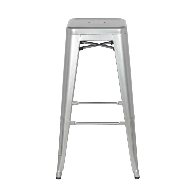 Tabouret de bar en métal 94115, Perle argentée