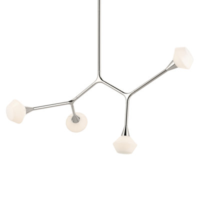 Convertible Modern Adjustable Chandelier with Opal Glass