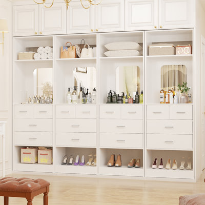 Wood Closet System with Mirrors