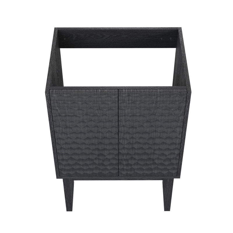 Armoire de salle de bain autoportante sans comptoir en chêne 24 po Bosse, Noir, noir, noir, noir