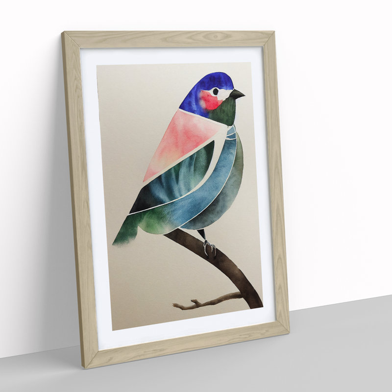Bird In No.1 - Single Picture Frame Print, 64cm H x 46cm W x 2cm D, Oak