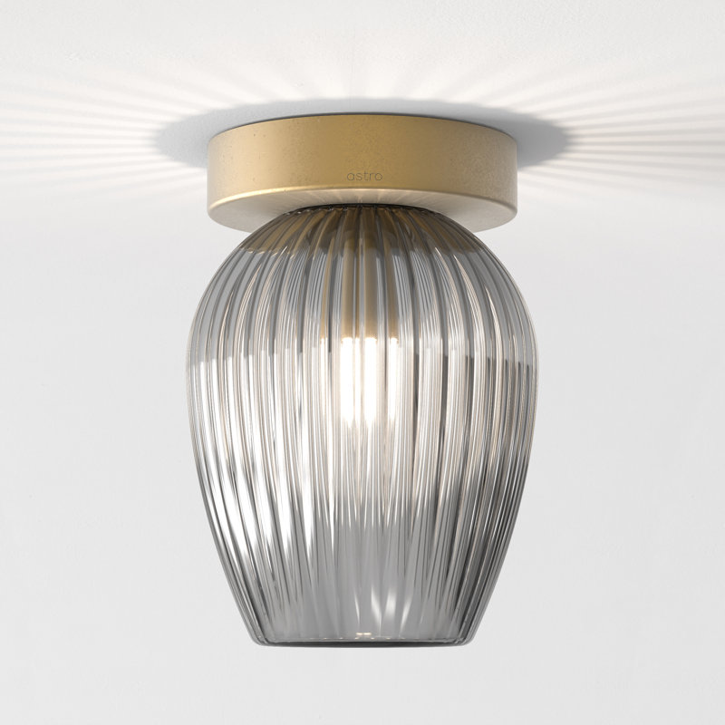 Tacoma 1 - Light Flush Mount, Ribbed, Antique Brass, Smoke