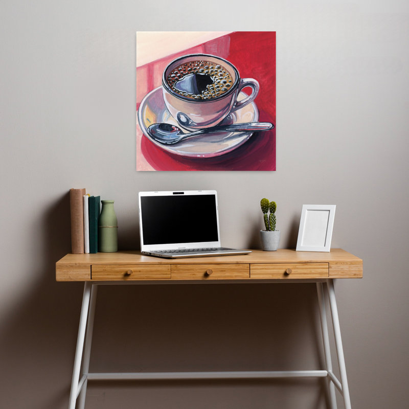Café noir sur un comptoir, art contemporain, H 18 po x l 18 po