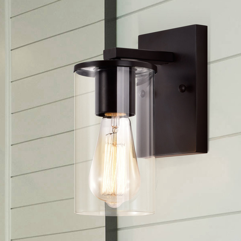 Arnauld 1-Light 9.5"H Armed Sconce With Clear Glass, Bronze huilé
