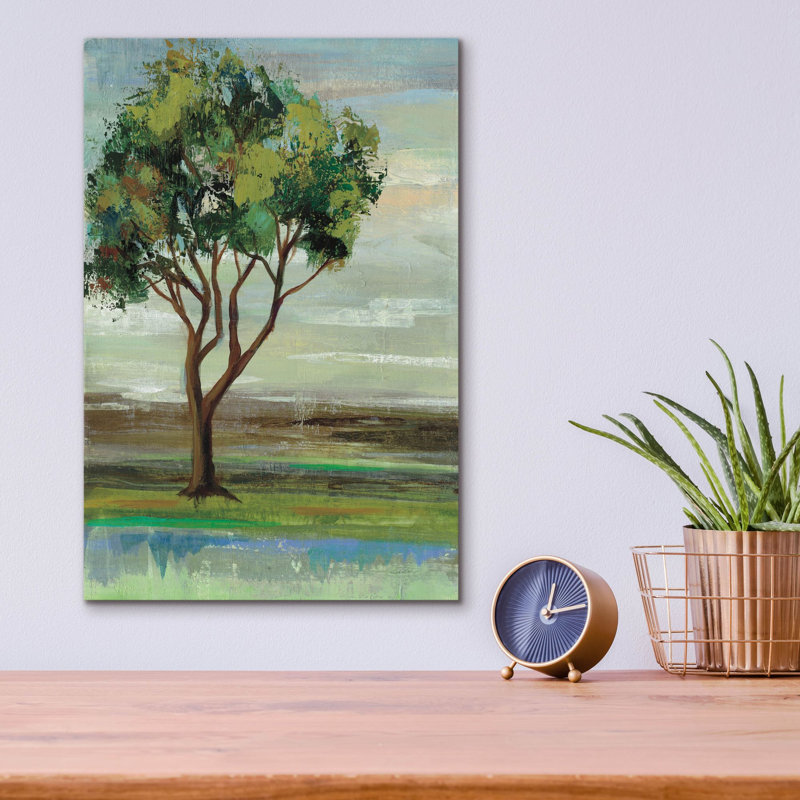Art mural en verre épique «Down The Road 1» par Silvia Vassileva, 12 po x 16 po