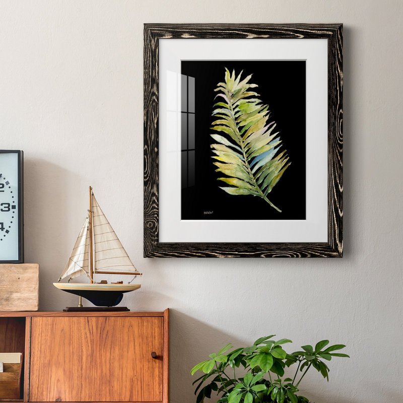 Frond - reproduction de cadre photo sur papier, Papier encadré noir, H 20 po x l 17 po x P 1,5 po