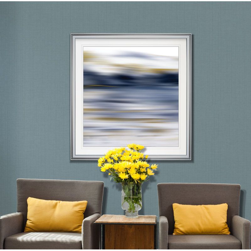 « windswept », reproduction de peinture à l’huile sur toile tendue, H 37 po x l 37 po x P 1,5 po, Cadre argenté
