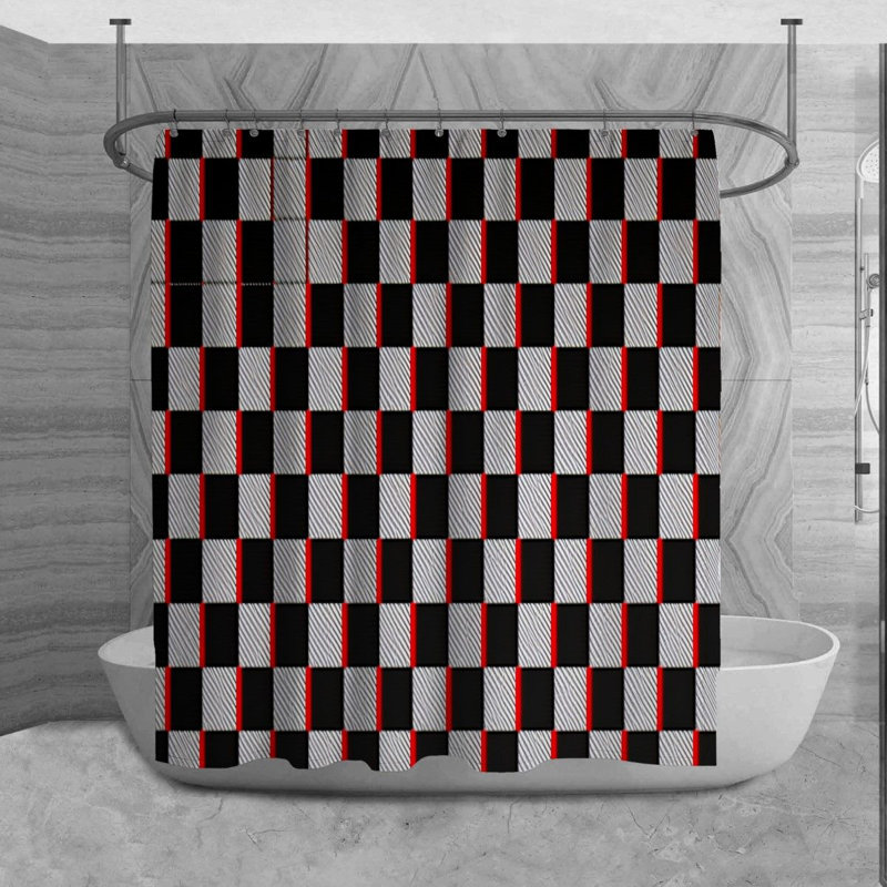 Rideau de douche à carreaux Adamsons, H 84 po x l 70 po