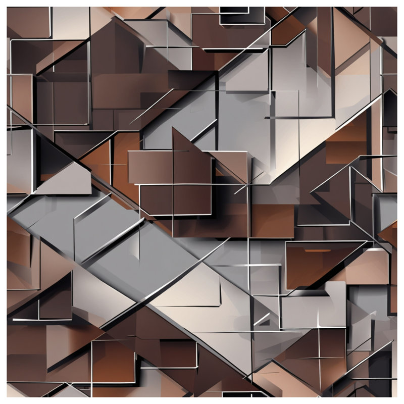 Couvertures géométriques cubes gris brun, L 50 po x H 60 po