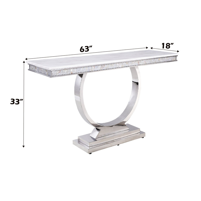 Table en marbre blanc imprimé avec attrait argenté cultivé poli
