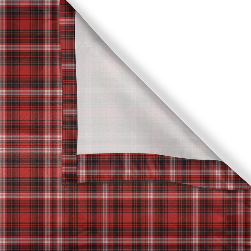 Red Barrel Studio® Plaid Grommet Curtain Decorative 2-Panel Window Drapes, 50", Scarlet Black White, 50" W x 96" L