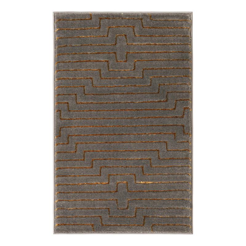 Latitude Run® Mirage Nikica Rug Gray and Gold, Rectangle 2' x 3'1"