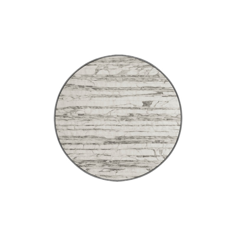 Tapis gris soyeux et moelleux, Rond 3 pi