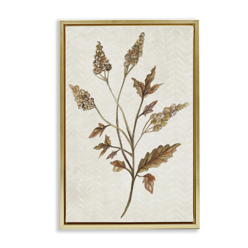 «Neutral Garden Botanics» par Janice Gaynor, Cadre flottant métallique doré, H 25 po x l 17 po