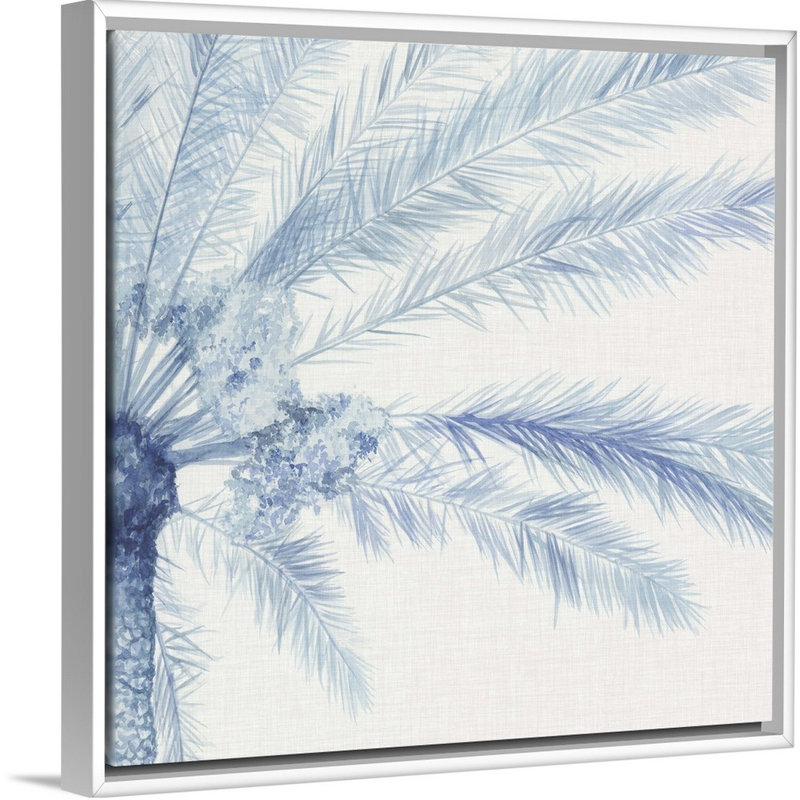 Art mural sur toile Chambray Palms II, H 30 po x l 30 po x P 1,75 po, Toile avec cadre blanc