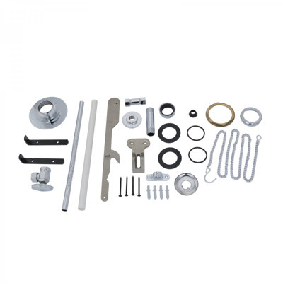 Victorian High Tank Pull Chain Toilet Hardware Replacement Kit - Solid Brass, Satin Nickel Finish