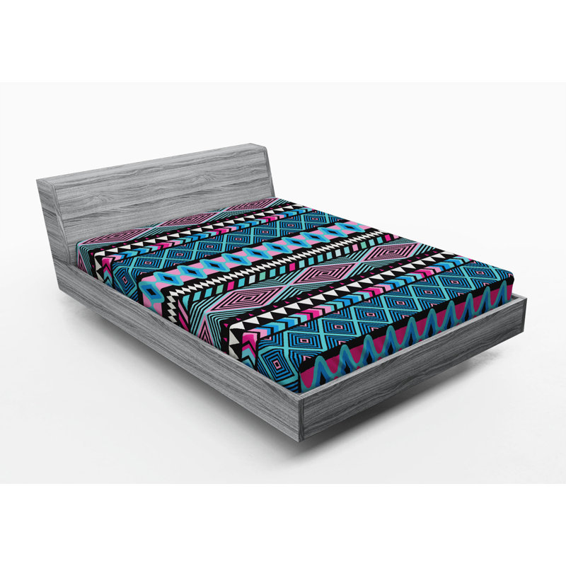 Microfiber Geometric Fitted Sheet, Full Fitted Sheet