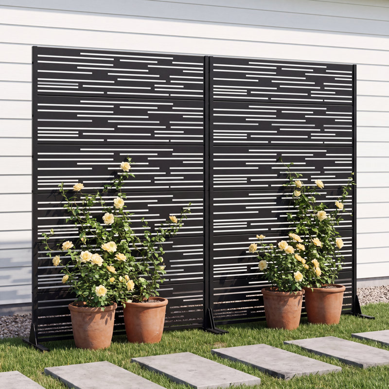 183cm H Freestanding Metal Room Divider Decorative Privacy Screen Garden Lattice Panel Trellis for Patio, Balcony, Backyard, Pool, Indoor Room