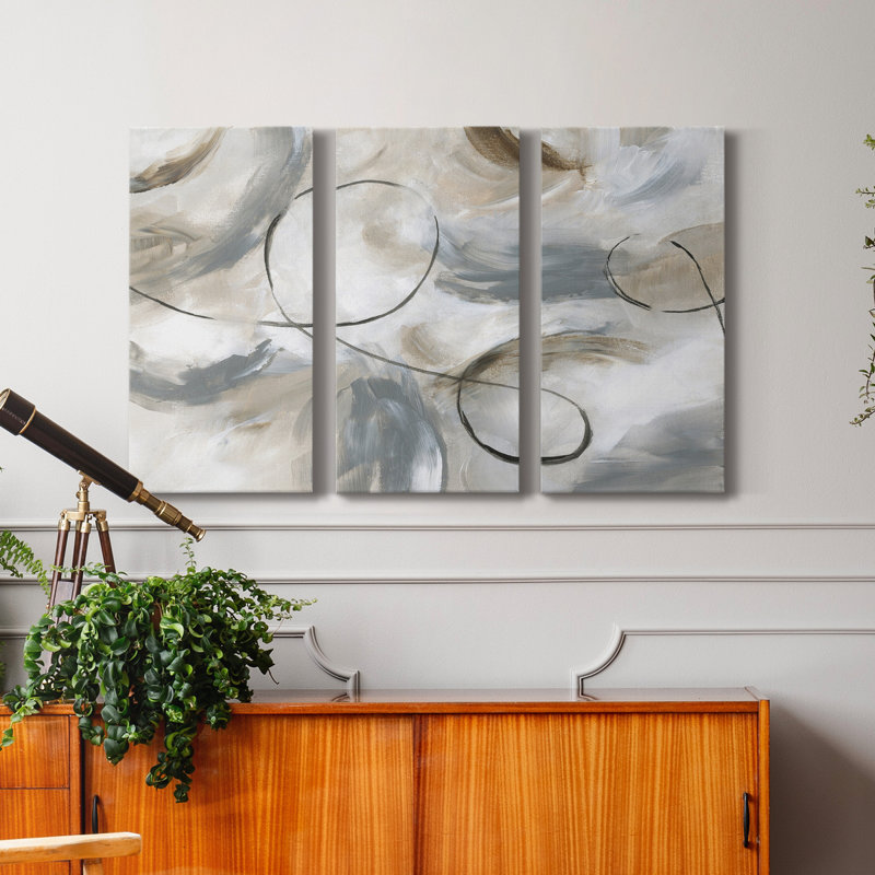 Staccato - peinture sur toile tendue 3 pièces, H 18 po x l 36 po x P 1 po