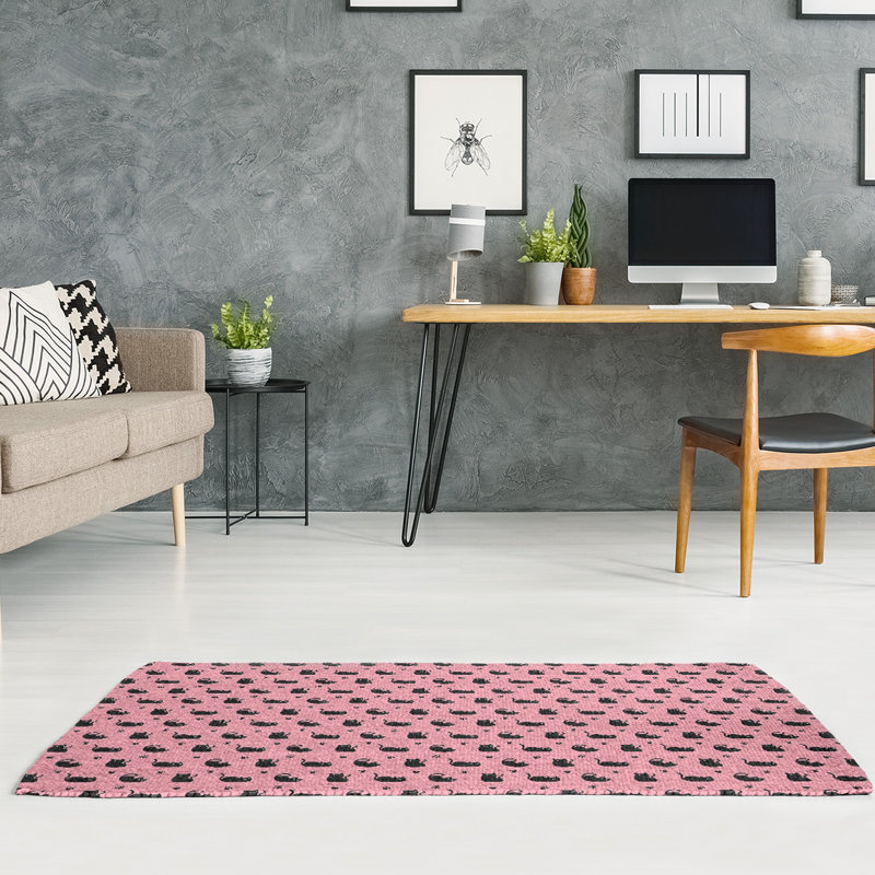 Tapis rose clair / noir Cat, Rectangle 3 pi x 5 pi