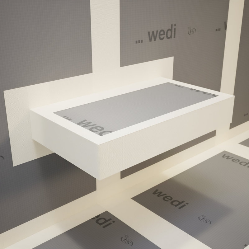 46in. × 14in. × 4in. The Original Floating Shower Bench Kit® with Wedi Boards® – Original Shower Bench Bracket®