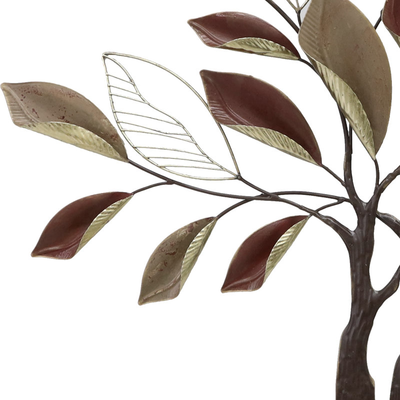 Crimson Tree Metal Wall Art-34.75" Nature Inspired Metal Wall Décor, Crimson Tree Wall Sculpture