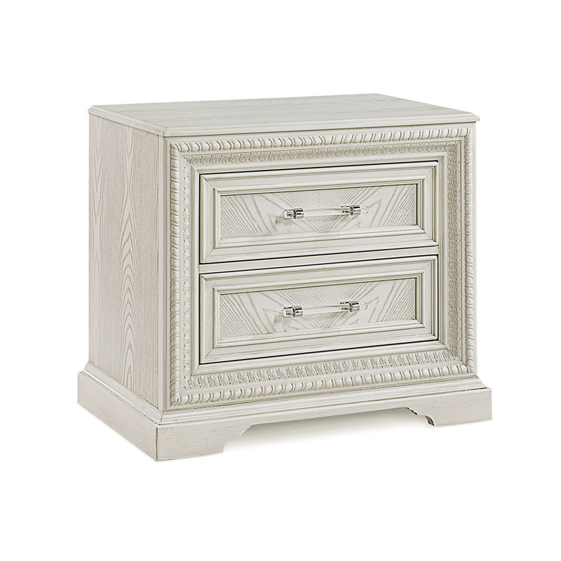 Table de chevet moderne à 2 tiroirs de style transitionnel 1Pc