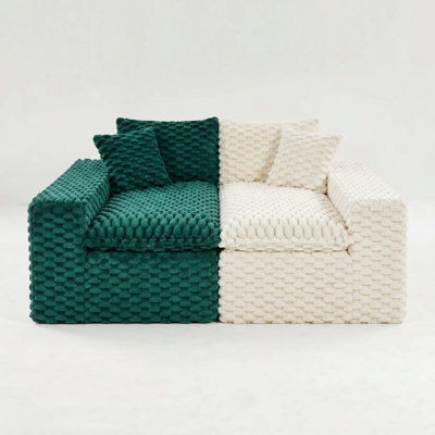 Luxury 120.08" W x 35.43" D x 36.22" H Colour-Block 4-Seat Sofa