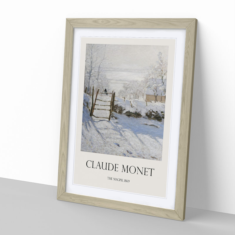 The Magpie by Claude Monet - Picture Frame Painting, Oak Framed, 65cm H x 48cm W x 2cm D