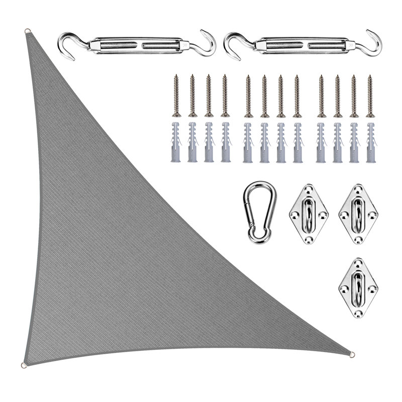 Toile d'ombrage triangulaire 20 pi x 20 pi x 28,3 pi Royal Shade avec quincaillerie, 12 pi x 12 pi, gris