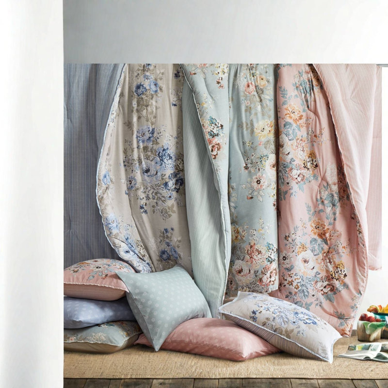 Ensemble de literie rétro élégant, polyester, motif floral pour la maison