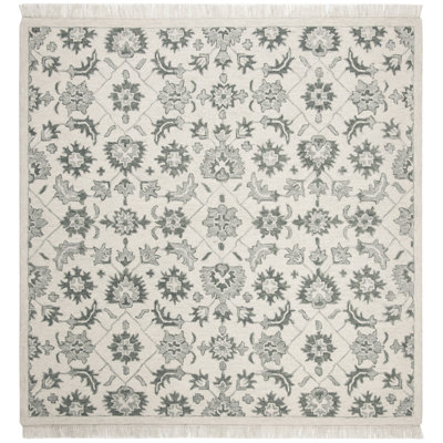 Adalyn Hand Tufted Wool/Cotton Floral Rug in Green/Grey