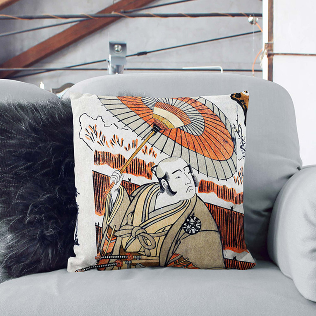 Holding an Umbrella by Katsukawa Shunsho Cushion with Filling